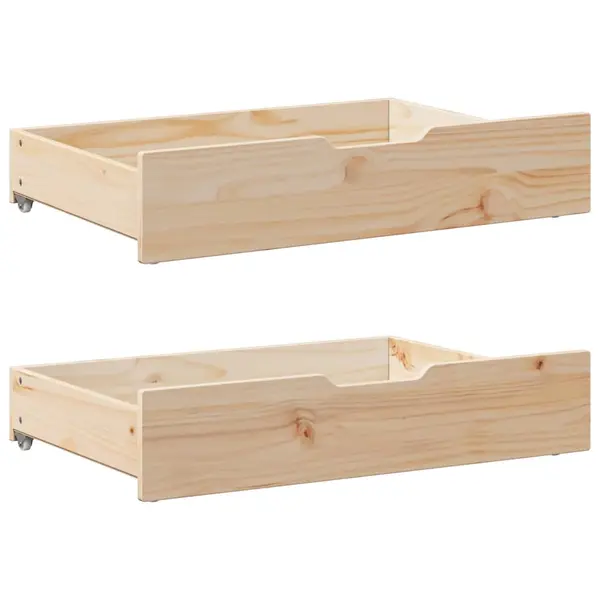Gossi sertare de pat cu roti, 2 buc., 80x55x16 cm, lemn masiv de pin