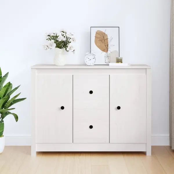 Gossi servanta, alb, 100x35x74 cm, lemn masiv de pin