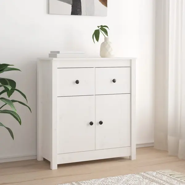 Gossi servanta, alb, 70x35x80 cm, lemn masiv de pin