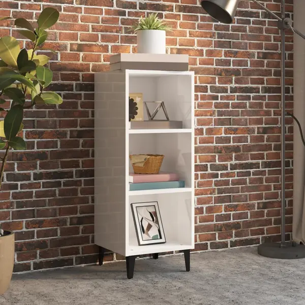 Gossi servanta, alb extralucios, 34,5x32,5x90 cm, lemn compozit