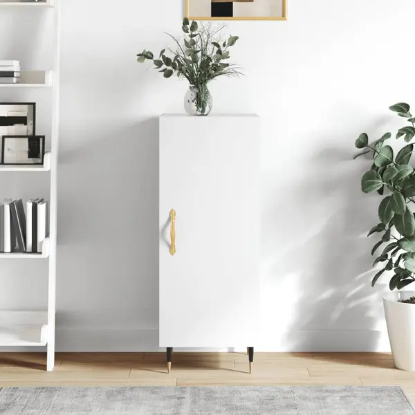 Gossi servanta, alb extralucios, 34,5x34x90 cm, lemn compozit