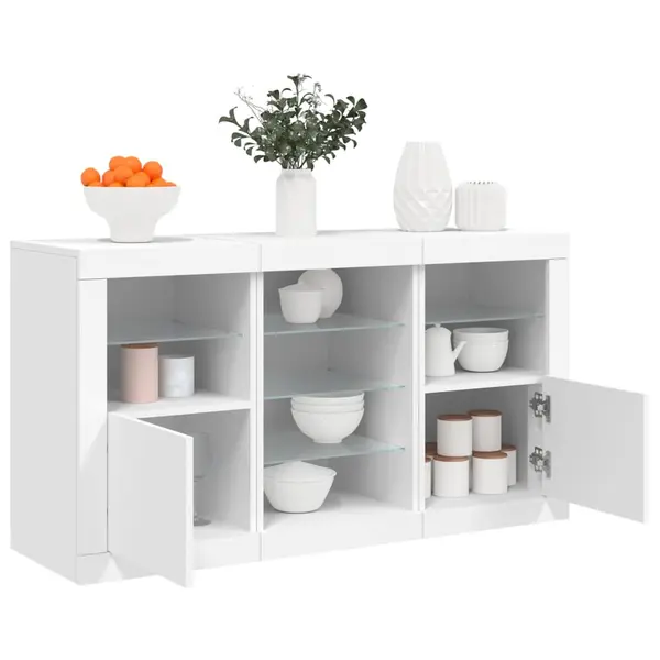 Gossi servanta cu lumini led, alb, 123x37x67 cm