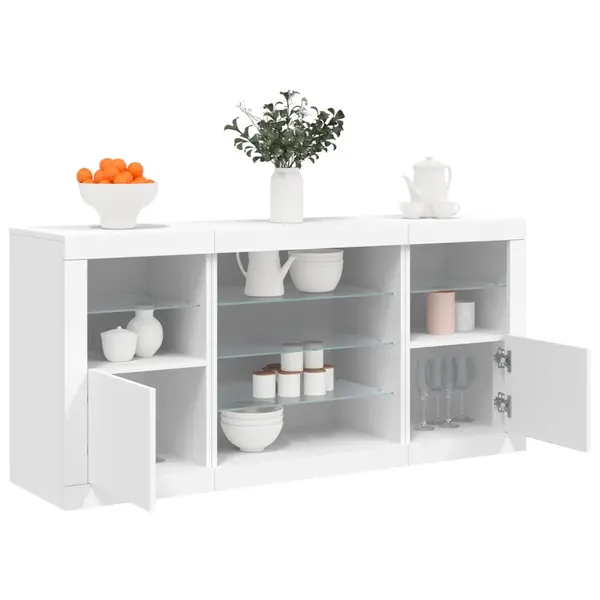 Gossi servanta cu lumini led, alb, 142,5x37x67 cm