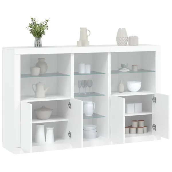 Gossi servanta cu lumini led, alb, 162x37x100 cm