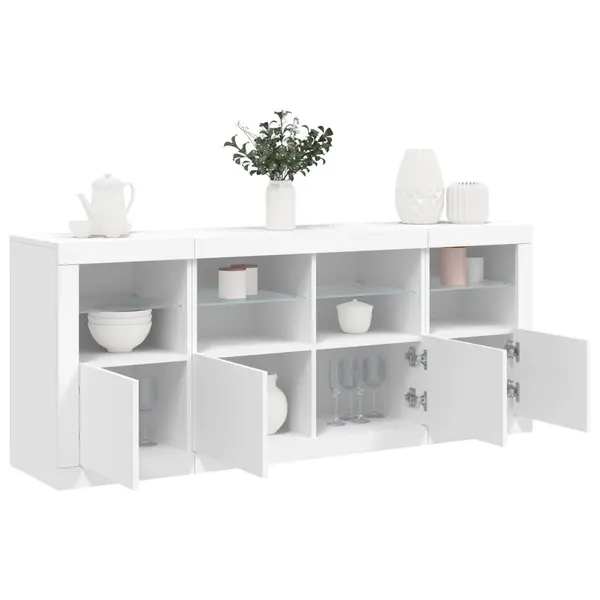 Gossi servanta cu lumini led, alb, 163x37x67 cm
