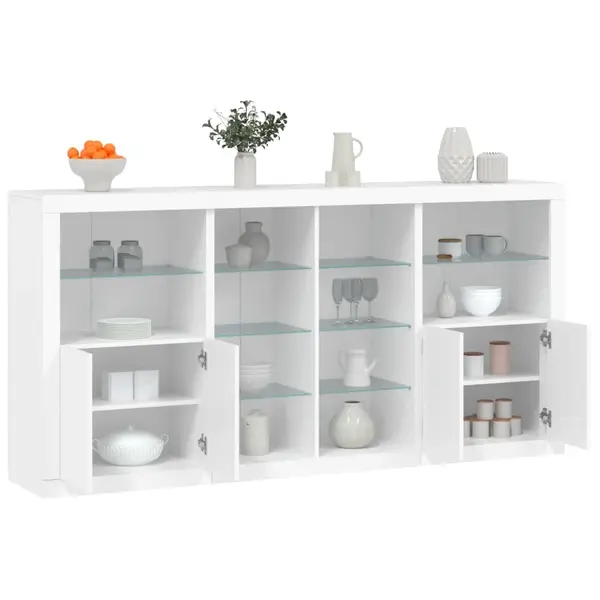 Gossi servanta cu lumini led, alb, 202x37x100 cm