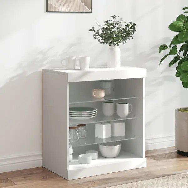 Gossi servanta cu lumini led, alb, 60,5x37x67 cm