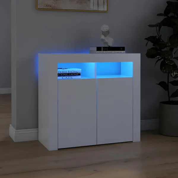 Gossi servanta cu lumini led, alb, 80x35x75 cm