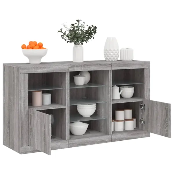 Gossi servanta cu lumini led, gri sonoma, 123x37x67 cm