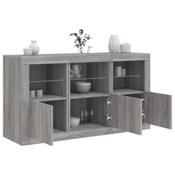 Gossi servanta cu lumini led, gri sonoma, 123x37x67 cm
