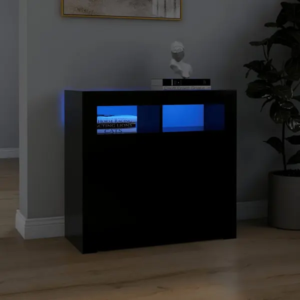 Gossi servanta cu lumini led, negru, 80x35x75 cm