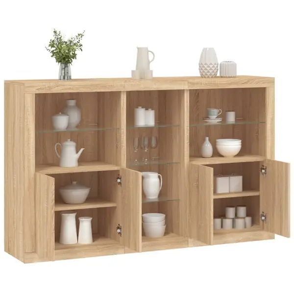 Gossi servanta cu lumini led, stejar sonoma, 162x37x100 cm