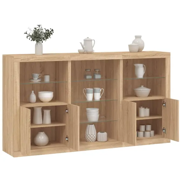 Gossi servanta cu lumini led, stejar sonoma, 181,5x37x100 cm