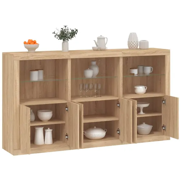 Gossi servanta cu lumini led, stejar sonoma, 181,5x37x100 cm