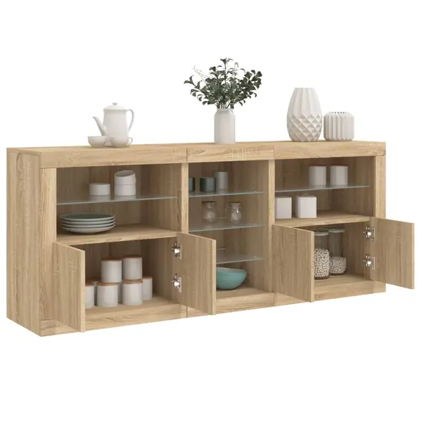 Gossi servanta cu lumini led, stejar sonoma, 181,5x37x67 cm
