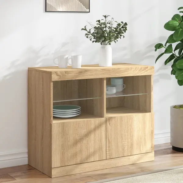 Gossi servanta cu lumini led, stejar sonoma, 81x37x67 cm