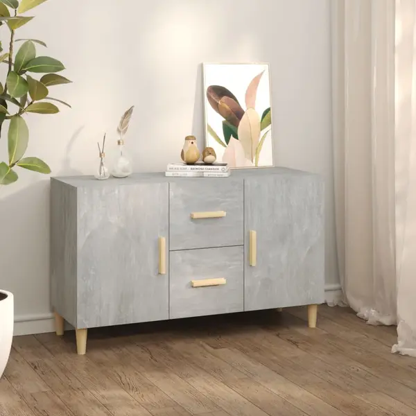 Gossi servanta, gri beton, 100x36x60 cm, lemn prelucrat