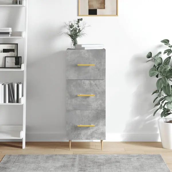 Gossi servanta, gri beton, 34,5x34x90 cm, lemn compozit