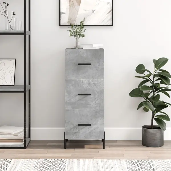 Gossi servanta, gri beton, 34,5x34x90 cm, lemn compozit