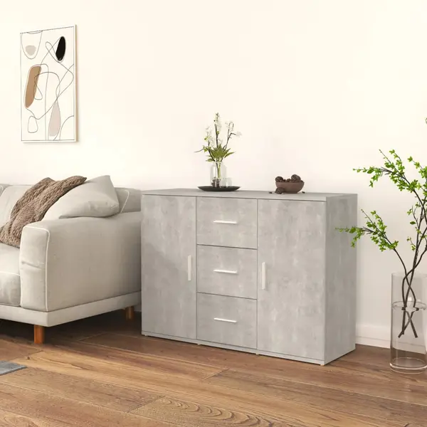 Gossi servanta, gri beton, 91x29,5x65 cm, lemn prelucrat