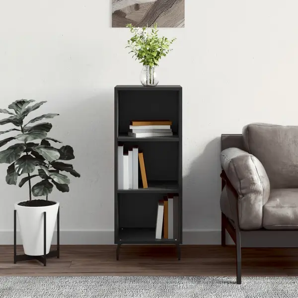 Gossi servanta, negru, 34,5x32,5x90 cm, lemn compozit