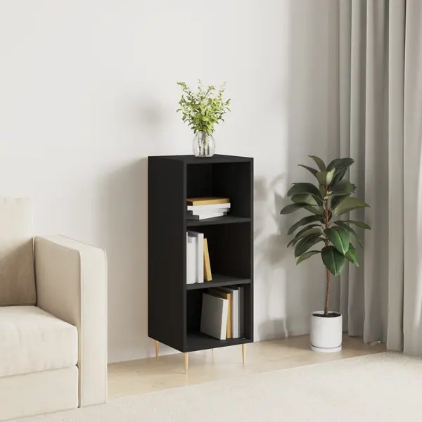 Gossi servanta, negru, 34,5x32,5x90 cm, lemn compozit