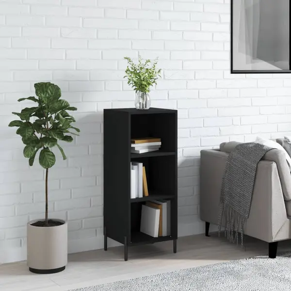 Gossi servanta, negru, 34,5x32,5x90 cm, lemn compozit
