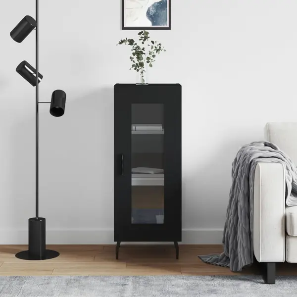 Gossi servanta, negru, 34,5x34x90 cm, lemn compozit