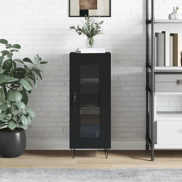 Gossi servanta, negru, 34,5x34x90 cm, lemn compozit