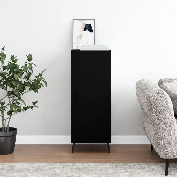 Gossi servanta, negru, 34,5x34x90 cm, lemn compozit