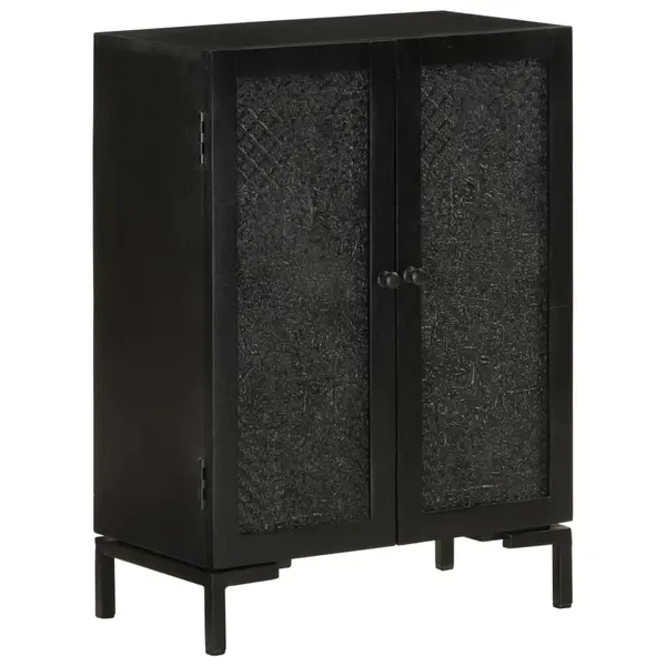 Gossi servanta, negru, 55x30x77 cm, lemn masiv de mango si fier