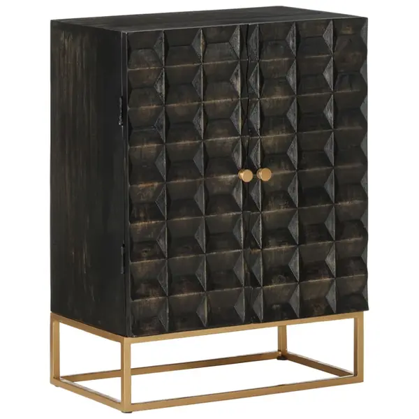 Gossi servanta, negru, 55x34x75 cm, lemn masiv de mango si fier