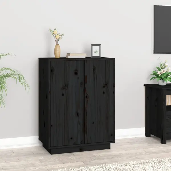 Gossi servanta, negru, 60x35x80 cm, lemn masiv de pin