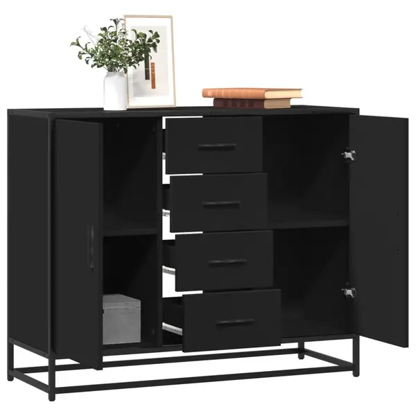 Gossi servanta, negru, 92x35x76 cm, lemn prelucrat