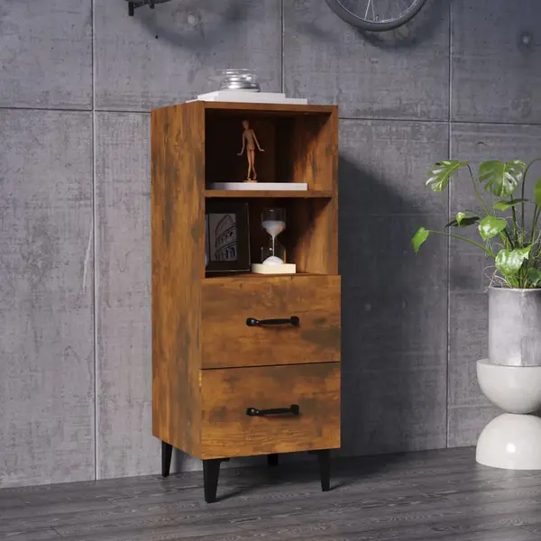 Gossi servanta, stejar fumuriu, 34,5x34x90 cm, lemn compozit