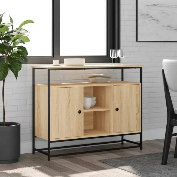Gossi servanta, stejar sonoma, 100x35x80 cm, lemn prelucrat