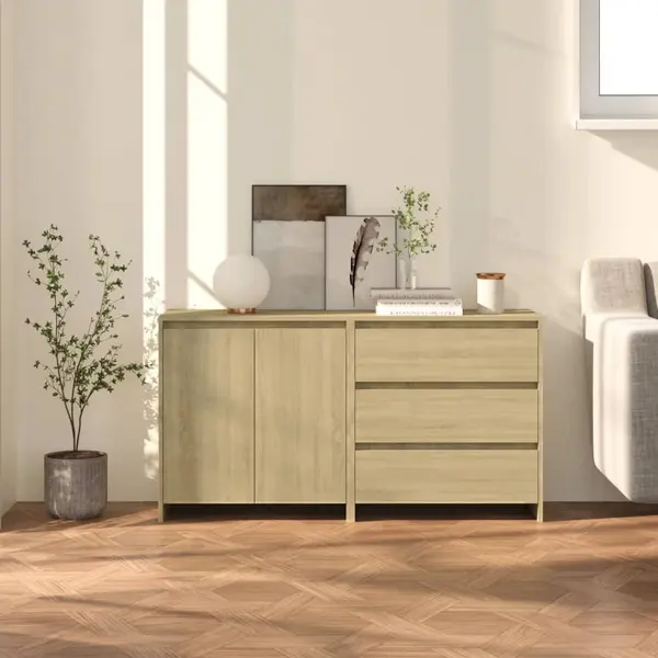 Gossi servanta, stejar sonoma, 2 piese, lemn prelucrat