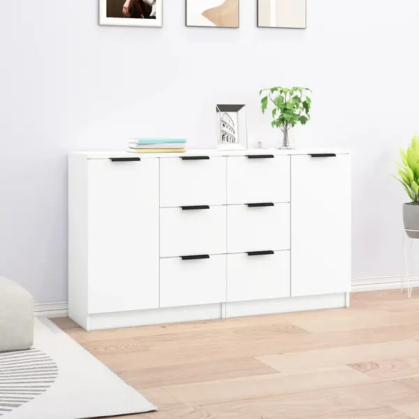 Gossi servante, 2 buc.,, alb, 60x30x70 cm, lemn prelucrat