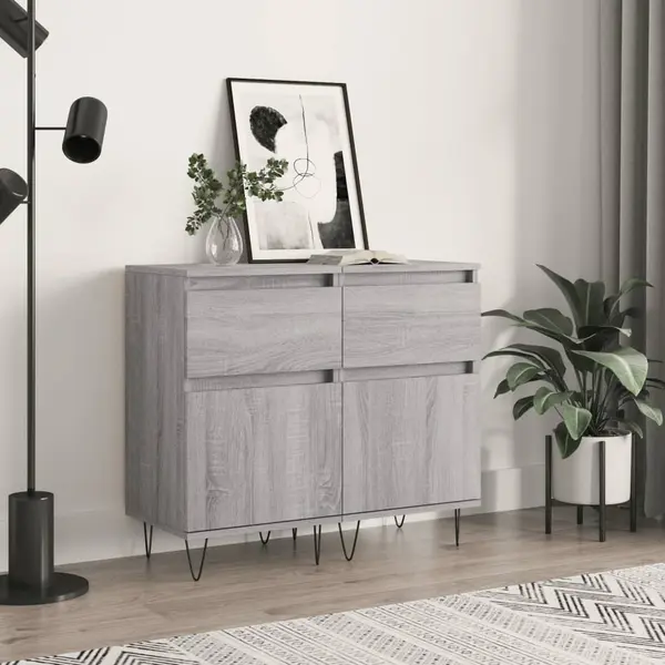Gossi servante, 2 buc., gri sonoma, 40x35x70 cm, lemn prelucrat