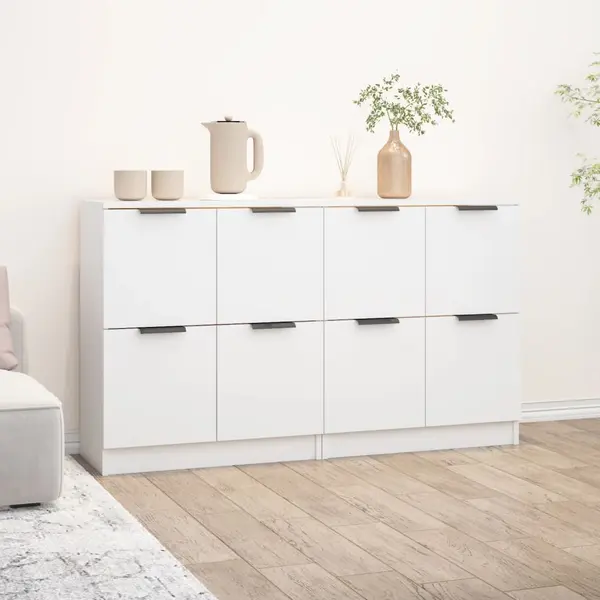 Gossi servante, 2 piese, alb, 60x30x70 cm, lemn prelucrat