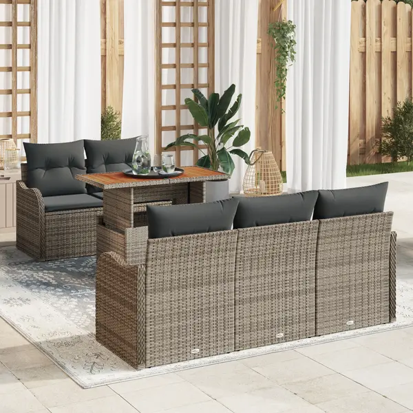 Gossi set 6 piese canapele gradina cu pernute gri poliratan