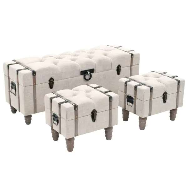 Gossi set banca depozitare 3 buc, lemn masiv si otel, 112x37x45 cm