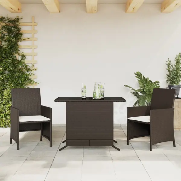 Gossi set bistro cu perne, 3 piese, maro, poliratan