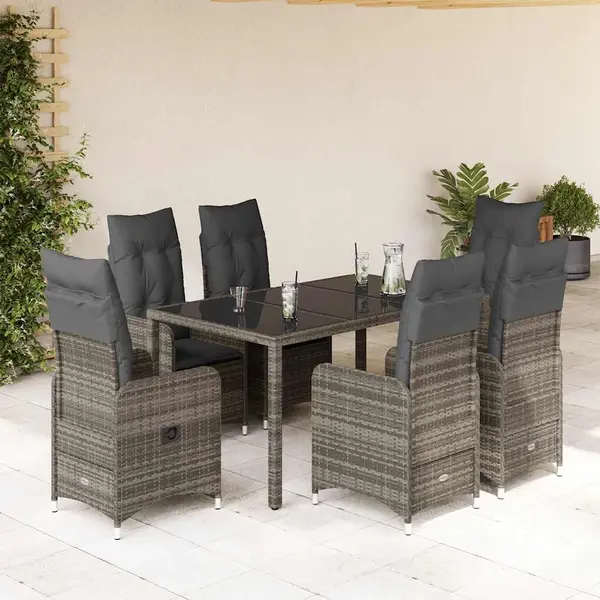 Gossi set bistro de gradina cu perne, 5 piese, gri, poliratan