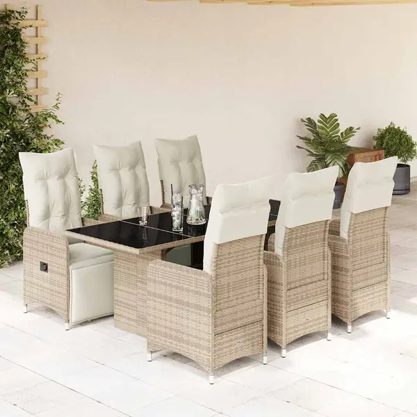 Gossi set bistro de gradina cu perne, 7 piese, maro, poliratan