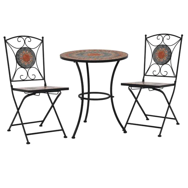 Gossi set bistro mozaic, 3 piese, portocaliu/gri, placa ceramica