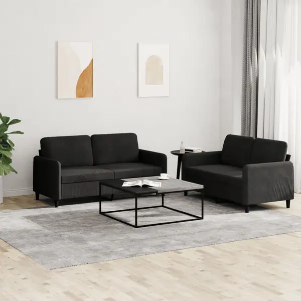 Gossi set canapea 2 piese, negru, catifea