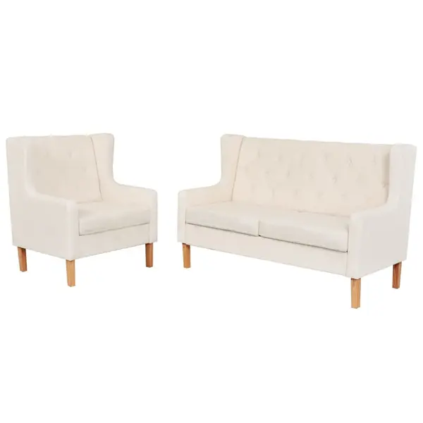 Gossi set canapea, 2 piese, textil, alb crem