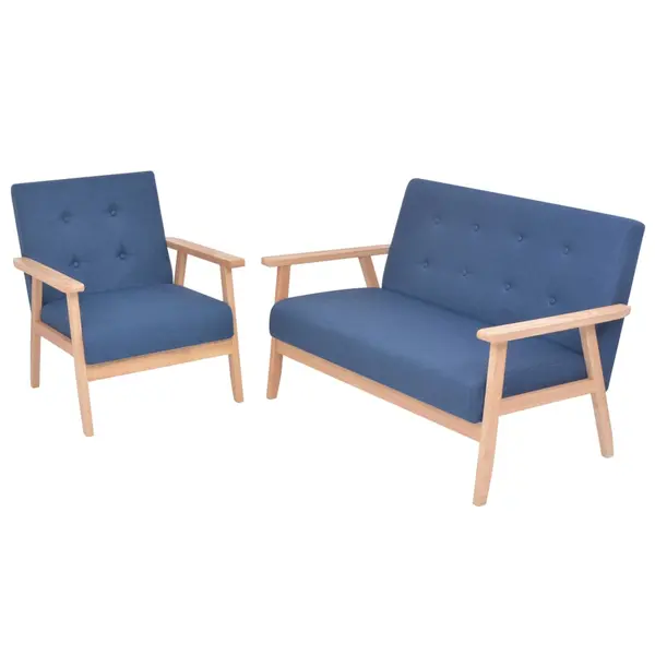 Gossi set canapea, 2 piese, textil, albastru