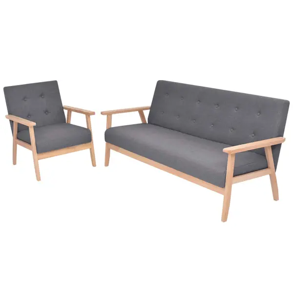 Gossi set canapea 2 piese, textil, gri inchis
